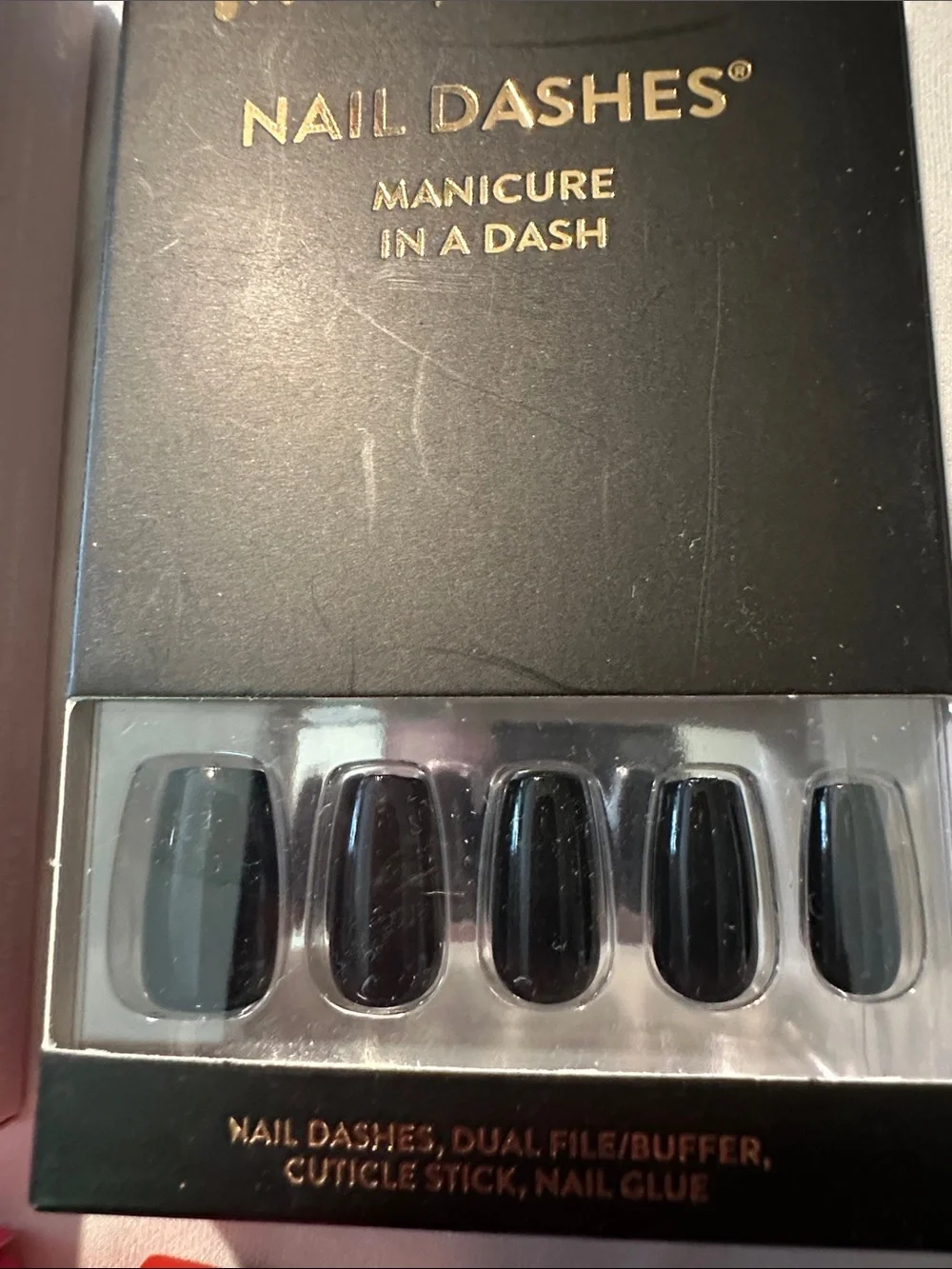 Red Aspen Nail Dashes Press-On Nails — Pink and Black Sets